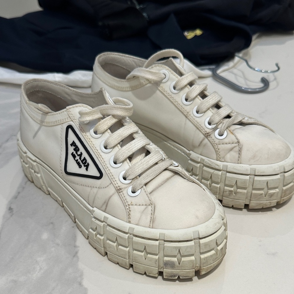 Prada DOUBLE WHEEL re/nylon Platform Sneakers size 38
